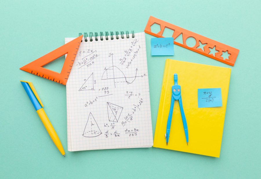 Geometry — compass, ruler, and math notebook
